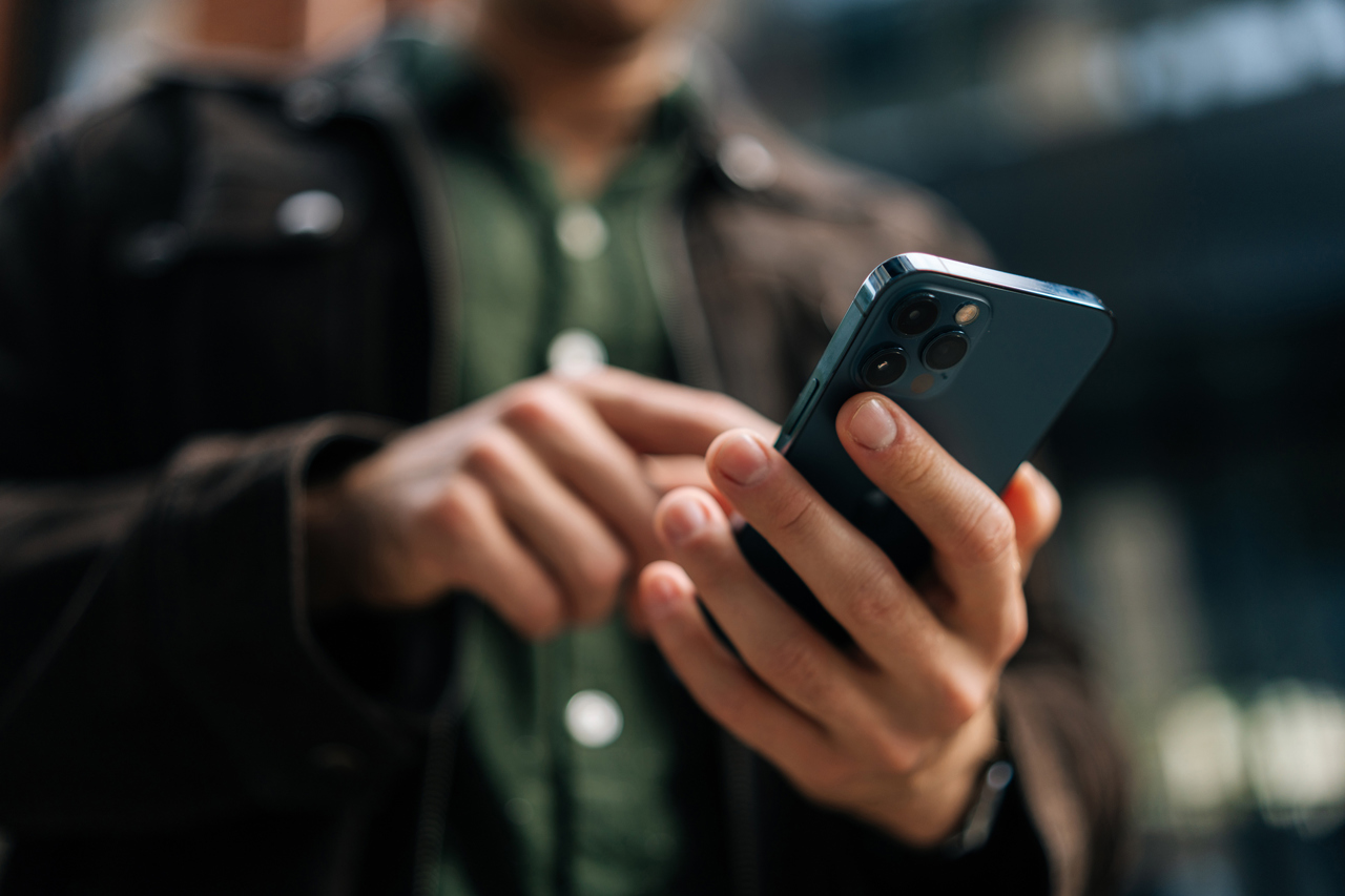 Man Using Iphone